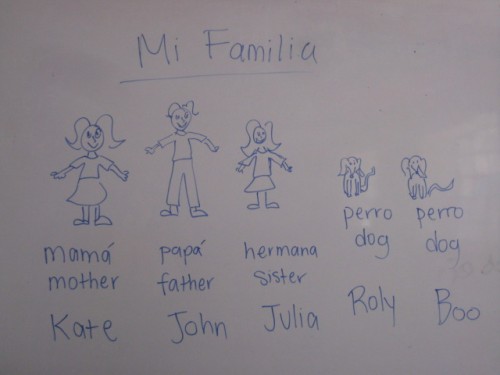 My more successful and less permenant family diagram for the fifth-graders.